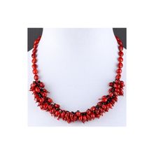 Бусики-Колечки Колье Коралл, хрусталь "Арситта" арт.П4330