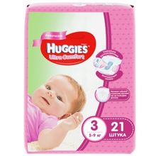 Huggies Ultra Comfort 3 (5-9 кг) для девочек 21 шт
