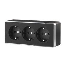 Werkel Розетка тройная с з со шторками Werkel Gallant черный хром WL15-02-05 4690389167010 ID - 239120