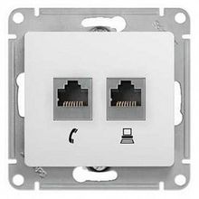 Розетка 2xRJ11+RJ45 Cat.5 GLOSSA, белый |  код. GSL000185 |  Schneider Electric