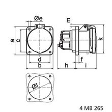 Bals Панельная розетка Bals 136 400 В 63 А 5 полюсов IP44 винтовые клеммы серо-красная