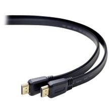 Кабель HDMI 19M-19M V1.4, 1.8 м, плоский, черный, позол. разъемы, Gembird Cablexpert (CC-HDMI4F-6)