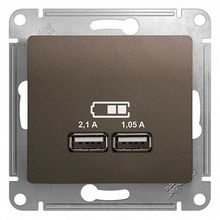 Розетка 2xUSB GLOSSA, шоколад |  код. GSL000833 |  Schneider Electric