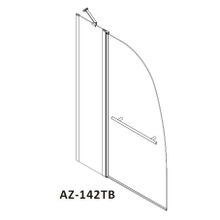 Душевая шторка на ванну AZ-142TB 70+30х140 с поручнем хром, 6мм прозрачное стекло