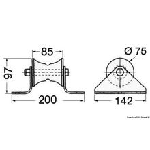 Osculati SS bow roller for dolphin strikers, 01.119.92