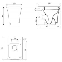 Чаша приставного унитаза, P-trap BelBagno REGINA  BB104CB