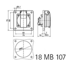 Bals Разъем для стационарных распределительных систем Schuko Bals 71109 250 В 16 А IP54 Quick-Connect 75 x 75 мм серый