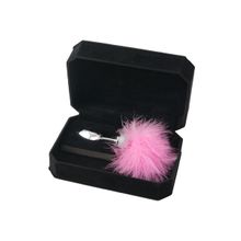 ToyFa Малая анальная втулка с розовой опушкой - 8,5 см. (серебристый с розовым)