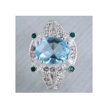 Кольцо с голубым топазом. (Размер: 18.2)