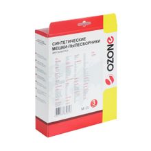 M-11 Мешки-пылесборники Ozone синтетические для пылесоса, 3 шт + микрофильтр