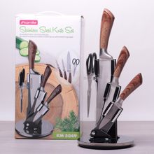 Набор кухонных ножей и ножницы Kamille 5 предметов на акриловой подставке