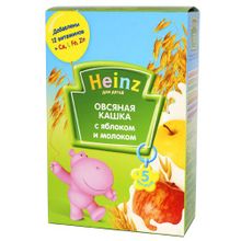 Каша Хайнц (Heinz) Овсяная с яблоком и молоком 250г с 5 мес.