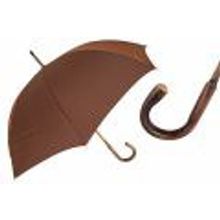 Pasotti - Зонт мужской трость классический шоколадный в полоску, ручка под дерево