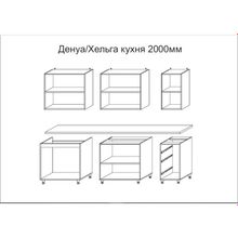 Кухонный гарнитур 2000 Хельга, цельная столешнциа, МДФ Олива Софт