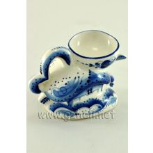 Подставка под яйцо "Деревенька". Гжельский фарфор.  арт. 1749