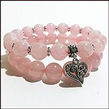 Набор браслетов из розового кварца "Любовь" (10 мм.). Авторская работа