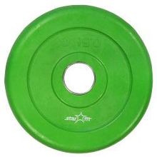 Диск (блин) обрезиненный STARFIT BB-201  0,5 кг, d=26 мм, стальная втулка, зеленый