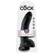 Чёрный фаллоимитатор 9  Cock with Balls - 22,9 см. Черный