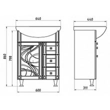 Тумба с раковиной ASB-Mebel Альфа кристалл 65