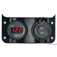 Osculati Voltmeter 3 30 V + dual USB socket, 14.104.09