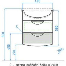 Тумба с раковиной Style Line Жасмин-2 55 Люкс Plus, черная