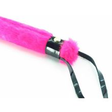 Нежная плеть с розовым мехом BDSM Light - 43 см. розовый с черным