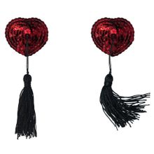 Lola Lingerie Красные пэстисы-сердечки Gipsy с черными кисточками (красный с черным)