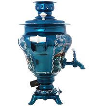 Электрический самовар в наборе 3 литра с художественной росписью "Морской пейзаж" с автоматическим отключением при закипании, арт. 130259к