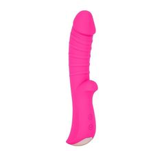 Ярко-розовый вибромассажер 5  Silicone Wild Passion - 19,1 см. (244383)