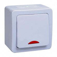 Выключатель 1-клавишный ГЕРМЕС PLUS, открытый монтаж, белый |  код. EVMP11-K01-10-54-EC |  IEK