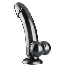 Черный гладкий фаллоимитатор TOYS SMOOTH   SLEEK METALLIC DILDO - 14 см.  Черный