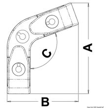 Osculati Angle fairlead w rollers 100°, 40.209.10