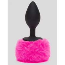 Черная анальная пробка с розовым хвостом Medium Bunny Tail Butt Plug (225601)