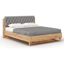 Алмаз. Любимый дом Марта-2 Кровать 1600 (с КО и мягкой накладкой, каретная стежка Capri 24) (Дуб Золотой Серый)