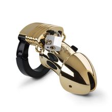 Золотистый пояс верности Pubic Enemy No1 Gold Edition для электростимуляции (66838)