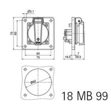 Bals Розетка с защитной крышкой Schuko Bals 7119 250 В 16 А 3 полюса IP67 винтовые клеммы серая