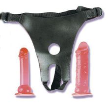 Seven Creations Трусики из кожзаменителя с двумя фаллоимитаторами CROTCHLESS STRAP-ON 2 DONGS HOT PINK (розовый)