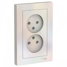 Розетка двухместная ATLASDESIGN, скрытый монтаж, жемчуг |  код. ATN000420 |  Schneider Electric