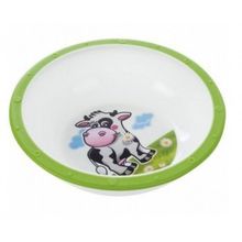 Миска пластиковая Canpol Little cow арт. 4 416, 4+ мес., цвет зеленый, рисунок коровка