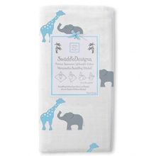SwaddleDesigns Marquisette Safari Fun голубая