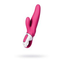 Satisfyer Ярко-розовый вибратор  Satisfyer Vibes Mr. Rabbit с клиторальным отростком - 22,1 см. (ярко-розовый)