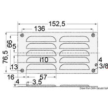 Osculati Louvred vent polished SS + fly screen 76x152 mm, 53.021.11