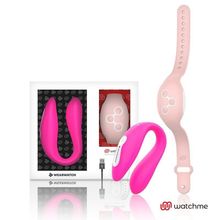 DreamLove Розовый вибратор для пар с нежно-розовым пультом-часами Weatwatch Dual Pleasure Vibe (розовый)