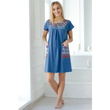 Платье трикотажное - Паула | синий меланж | +size