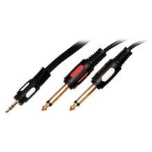 Кабель аудио 3.5 stereo plug -> 2 x 6.3 mono plug, 1.5 м, Premier (5-147)