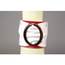 Подиум Бело-красный браслет с овальной пряжкой (белый с красным)