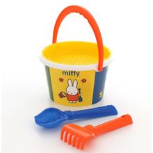 Миффи-6 набор №1: ведро среднее с наклейкой, ситечко, совок №2, грабельки №2