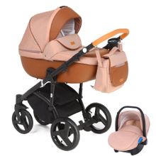 Коляска Adamex MASSIMO кожа коричнев+т.беж V29