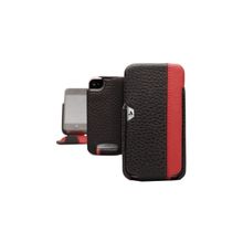 Кожаный чехол для iPhone 4 и 4S Vaja iVolution Top LP, цвет black - red