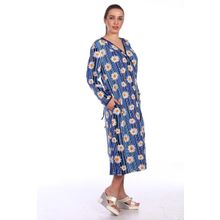Платье-халат с запахом в цветочный принт -  Ромашки Fantasy | синее